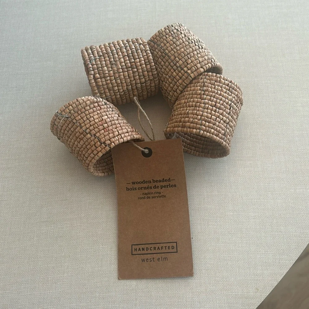 Wood beaded napkin rings from West Elm